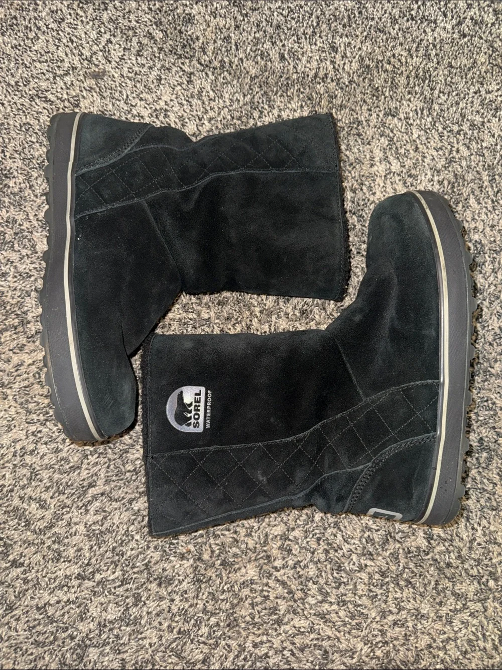 Sorel Women’s NL1975 Waterproof Suede Black Mid Calf Winter Boots Size 9